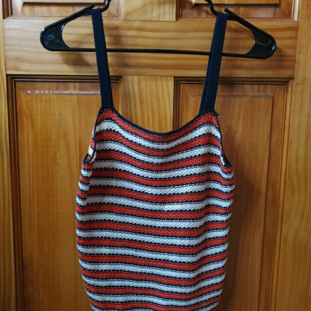 Orange/White Striped Sweater Tank
